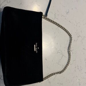 Kate Spade Black Velvet Bag with Silver Chain